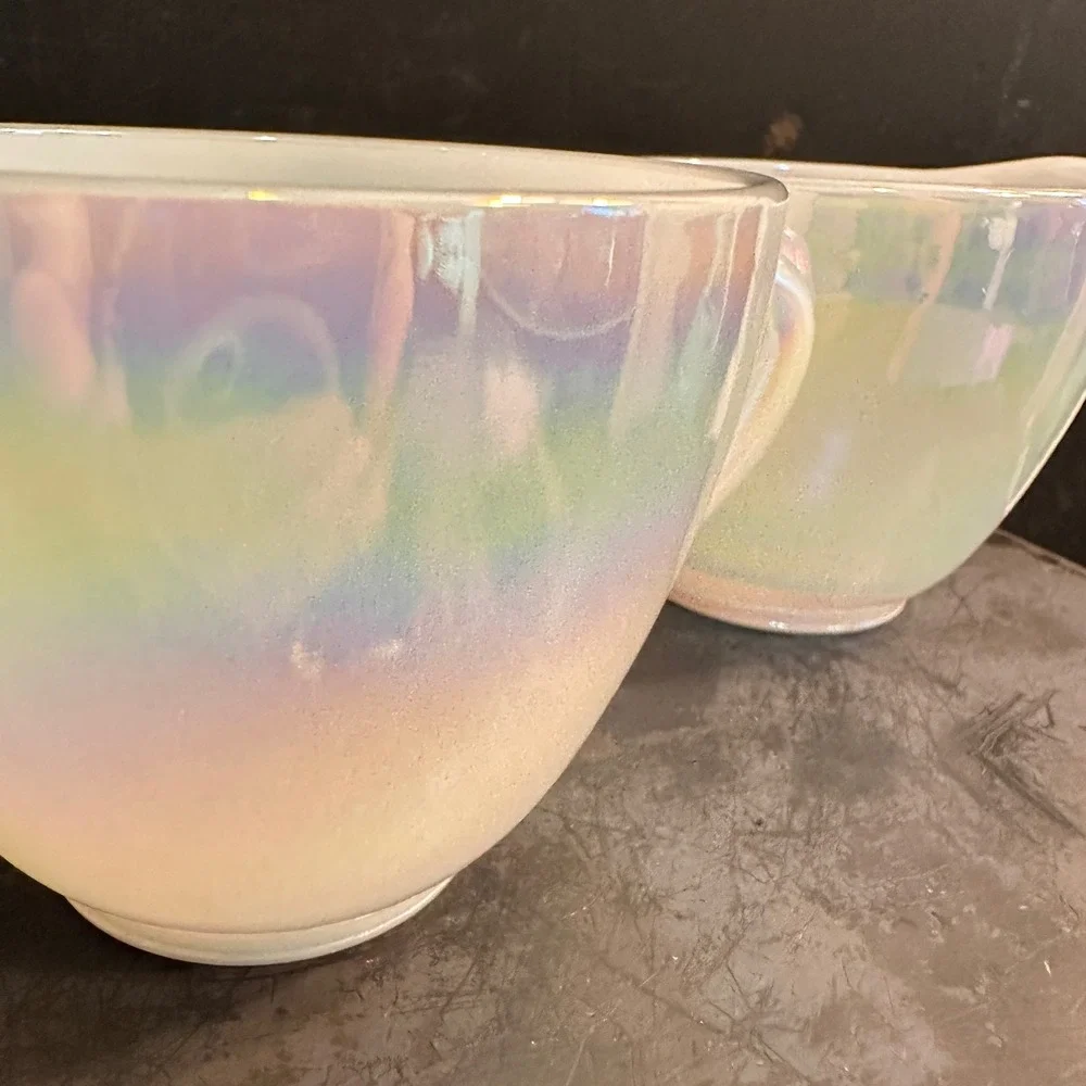 Federal Glass Moonglow Creamer Sugar Set Vintage Iridescent 1960s Lustre MCM